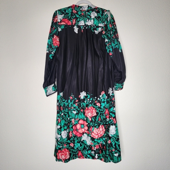 Anthropologie Black Floral Midi Shirt Dress MP - Picture 7 of 8